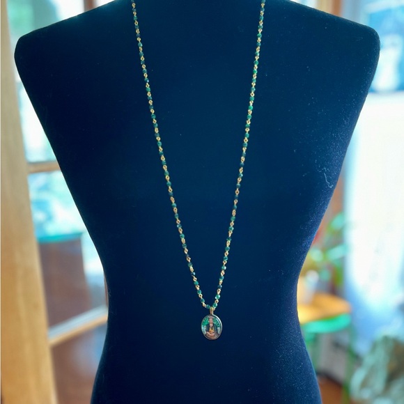Frida Kahlo Art Pendant Necklace Malachite Chain - Picture 11 of 17